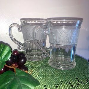 “Athens” Frosted & Clear Glass Greek/Roman Mug